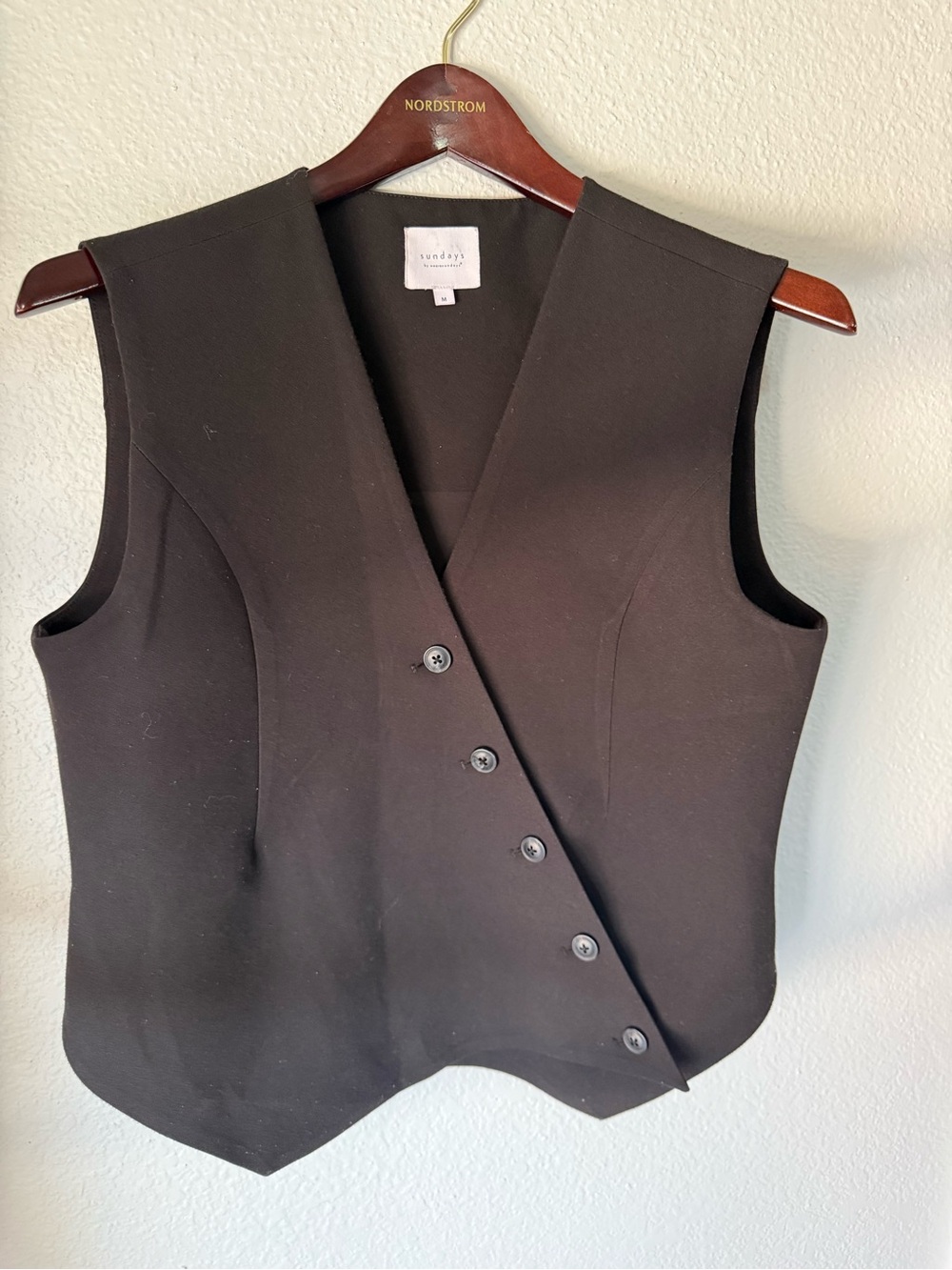 Sundays Black Asymmetrical Tailored Vest Size Medium